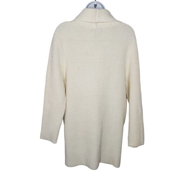 NEW Grandpa Shawl Collar Long Cardigan Sweater S Tunic Cream Ivory Long Sleeve - Picture 3 of 6